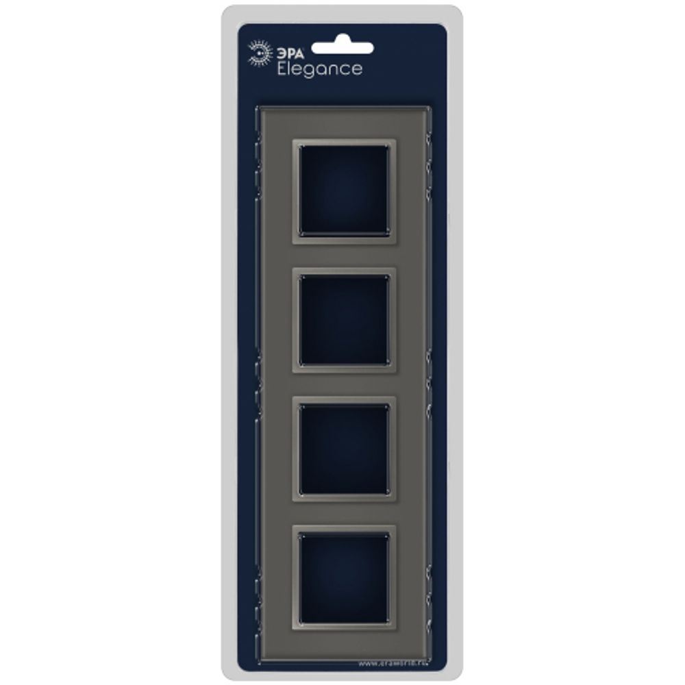 Рамка для розеток и выключателей ЭРА Elegance 14-5104-16 на 4 поста, стекло, титан