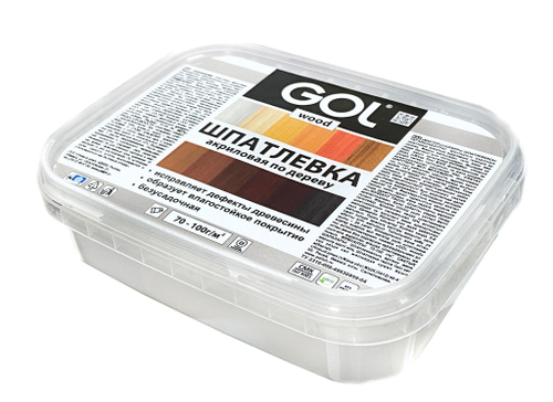 Шпатлевка акриловая по дереву GOL wood. 0.14 кг. Белая.