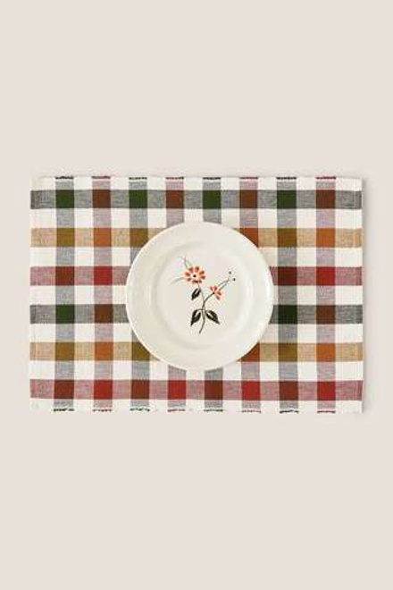 ZARA HOME САЛФЕТКА ИЗ КЛЕТЧАТОГО ХЛОПКА (УПАКОВКА ИЗ 2 ШТУК), ЗЕЛЕНЫЙ