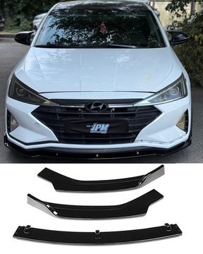 Сплиттер переднего бампера Hyundai Elantra 2018-2020 чёрный глянец