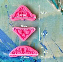 Молды силиконовые для творчества "Набор 3 молда. Лепнина 2" / Форма для лепки из полимерной глины вензели, для мыла и воска / Форма для мыла