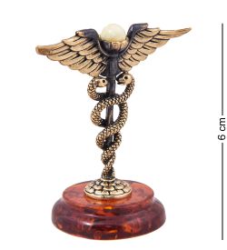 AM-3853 Фигурка «Кадуцей» (латунь, янтарь)