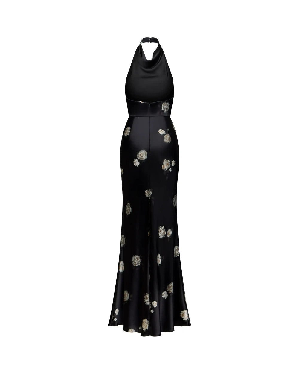 Esty maxi, платье макси из черного атласа с цветочным принтом