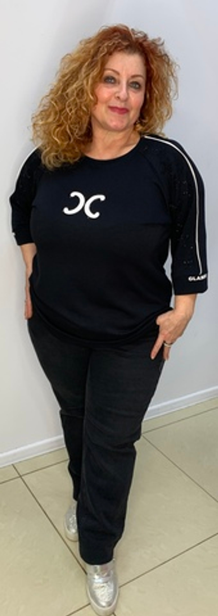 Блузон-туника с белым принтом