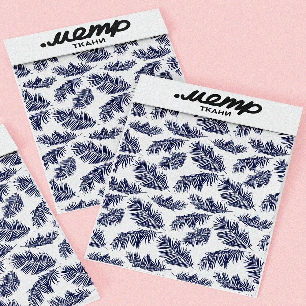 Ткань поплин синие перья