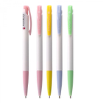 Ручка шариковая автоматическая Alingar "ARROW", 0,7 мм, синяя, игольчатый наконечник, круглый, белый, пластиковый корпус, карт. уп. европодвес