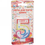 Свеча для торта Цифра День рождения «5» 6 см