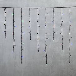 Светодиодная бахрома с колпачком 3,2*0,9 м., 168 разноцветных LED ламп, каучуковый черный провод, LTC (LL168-1-2M)