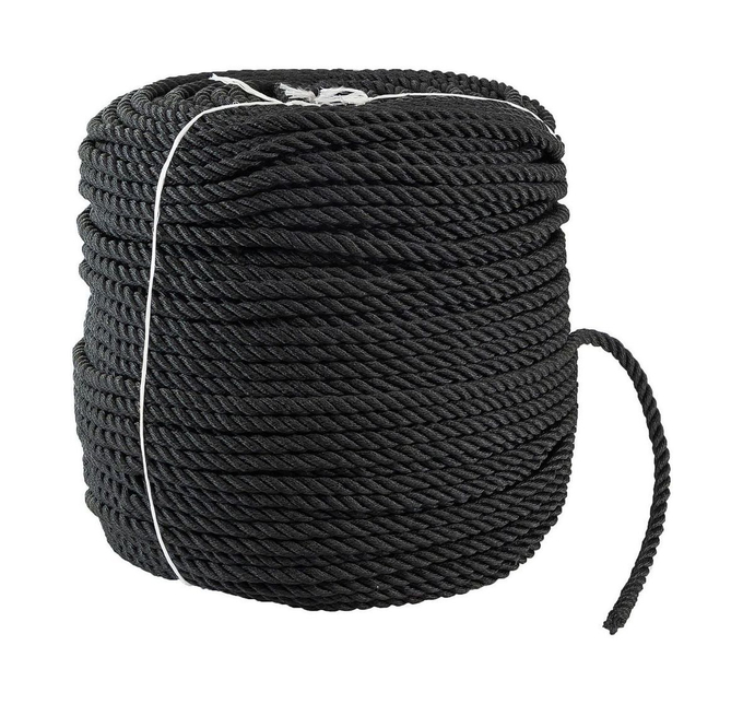 Веревка якорная 3-прядная d12мм, L150м, черный, Marine Rocket