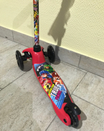 Самокат трехколесный кикборд, Ледибаг и Супер кот кол. pu 120 и 80мм, свет, рег.рул. cтойка S00022-L