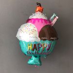 AN Шар фигура "Мороженое в креманке С Днем Рождения" 15"/38 см х 23"/58 см (БГ-22)