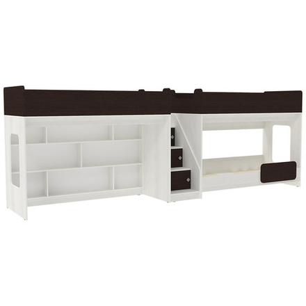 Трехъярусная кровать КарИВи Л-43.4.2 Белое Дерево Венге