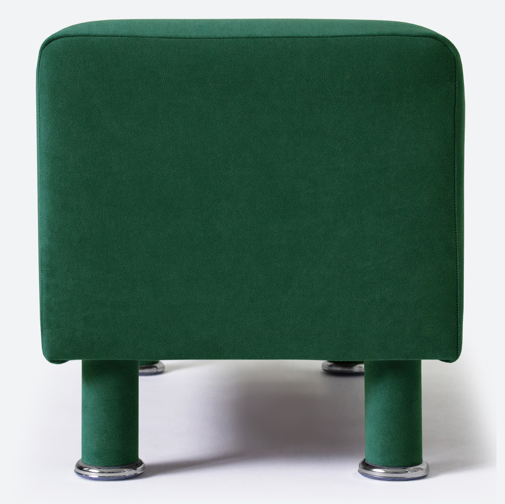 Банкетка с отделениями для тайного хранения и боковым карманом, без ящика, велюр Dream Forest (зеленый)