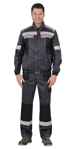 Костюм СИРИУС-ПОЛИНОМ куртка, п/к, темно-серый со светло-серым, черным, красным и СОП