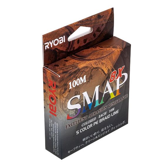 Шнур SMAP PE8X-100M 1.0# Multi Colour 0,165мм Ryobi