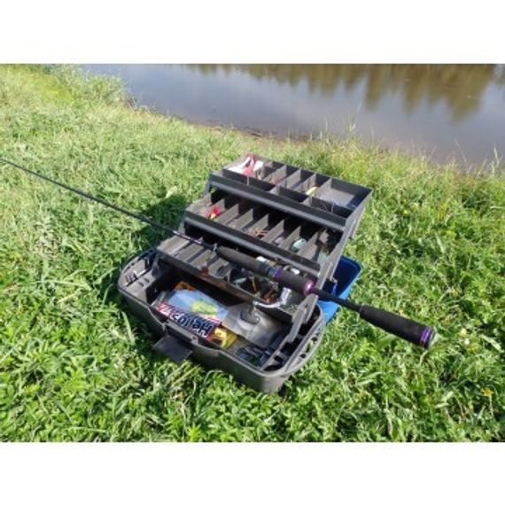 Ящик рыболова Helios трехполочный синий