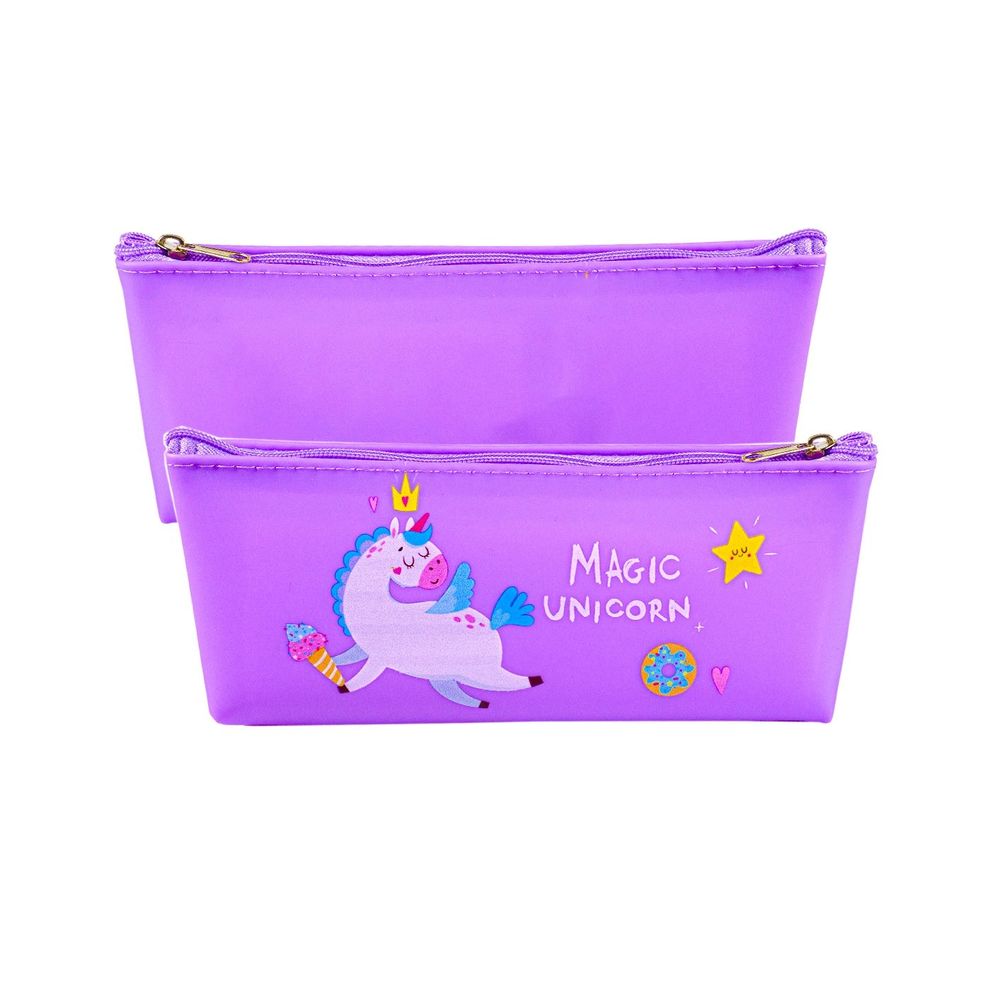 Пенал - косметичка Alingar, ПВХ, молния, 190х80х35 мм, "Magic unicorn", фиолетовый (единорожка)
