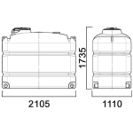 Емкость прямоугольная 3300 л мод. КАС, с откидной крышкой с клапаном и со сливными патрубками Д100мм. Анион 3300 л. вертикальная (2105x1110x1735см;желтый) - арт.559583
