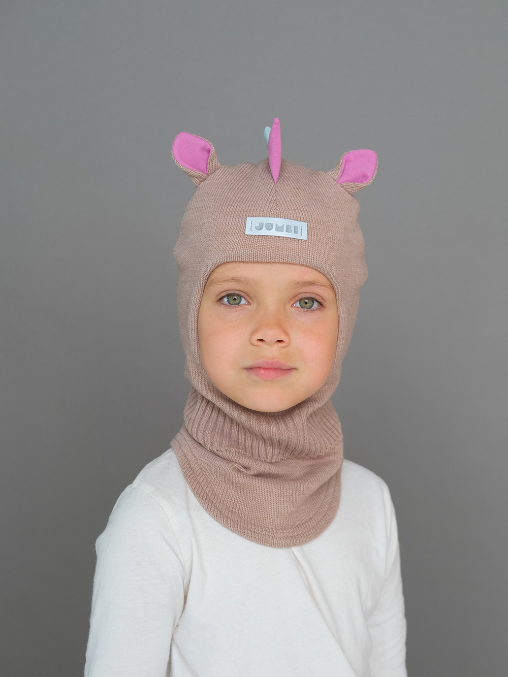 Шлем весенний/осенний вязаный (Розовый беж) UNIC