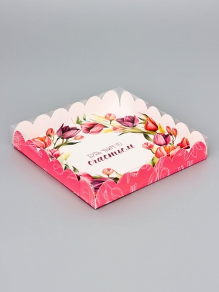 Коробка для печенья, «Тюльпаны», 18×18×3 см