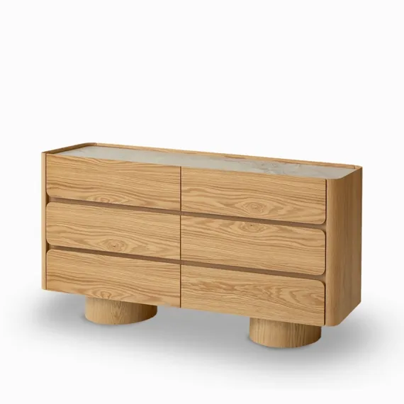 Комод Velto с 6 ящиками, 140х72х40 см, светлый дуб, керамика