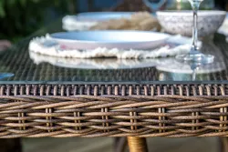 "Амароне" обеденная группа из искусственного ротанга на 6 персон, цвет коричневый