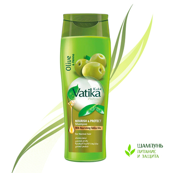 Шампунь Dabur Vatika Olive, henna, almond Nourish & Protect Дабур Ватика Олива, хна, миндаль Питание и защита волос 200 мл.