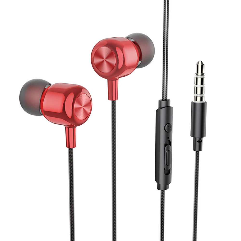 Проводные наушники M87 String wired earphones with with microphone - red flame