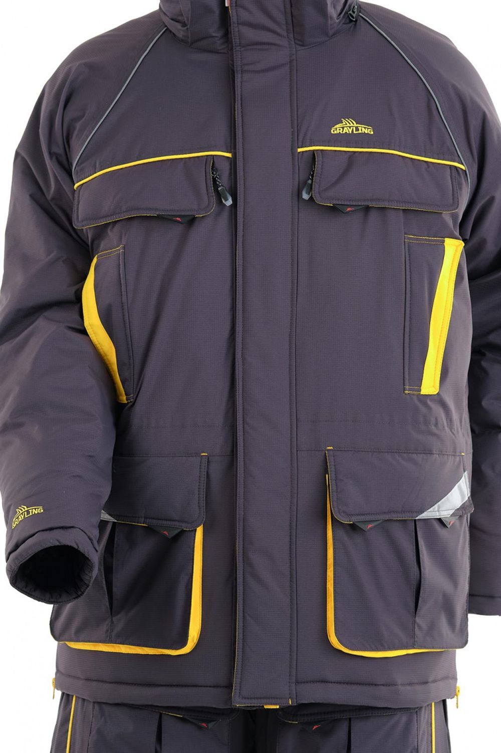 Зимний костюм для рыбалки Камчатка 2020 -45 (таслан, серо-желтый) GRAYLING