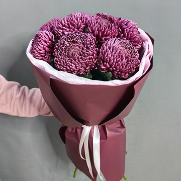 Букет из 9 одноголовых хризантем "BIGOUDI PURPLE"