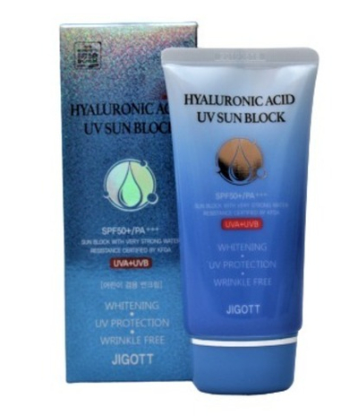 Солнцезащитный крем с гиалуроновой кислотой SPF50/PA+++ Jigott 70 мл