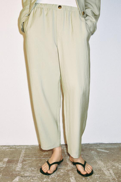 ZARA БРЮКИ CARROT FIT С ЭЛАСТИЧНЫМ ПОЯСОМ, ЦВЕТ МОРСКОЙ ВОЛНЫ