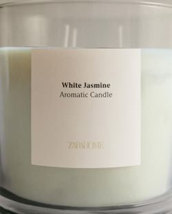 Zara Home Свеча ароматическая White Jasmine 620 г, растительный воск, аромат цветочный, Розовый
