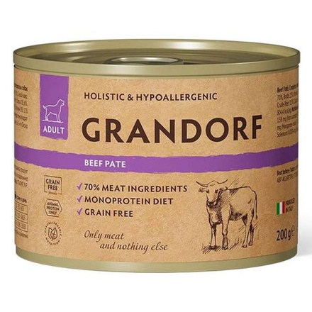 Консервы GRANDORF для взрослых собак из говядины (паштет) - 200 гр