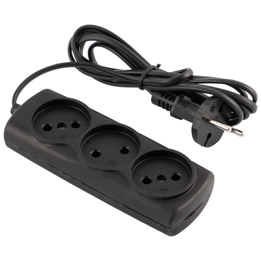 Удлинитель Engy "Эконом" 1.7м/3роз (ШВВП 2х0.75) черный