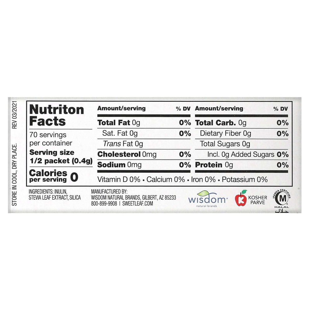 SweetLeaf Stevia, Подсластитель на основе стевии, 35 пакетиков, 28,3 г (1 унция)