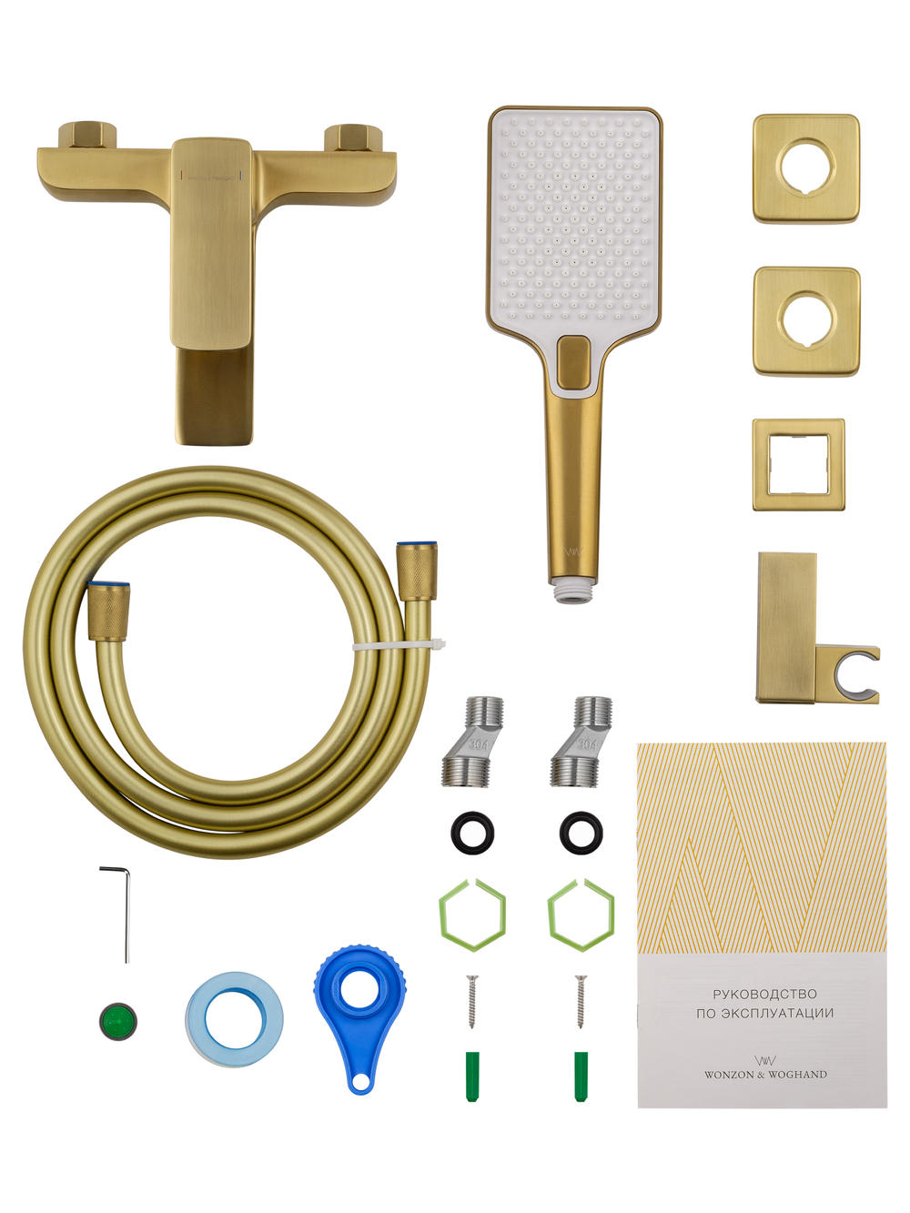 Смеситель для ванны с душем WONZON & WOGHAND EDGE, Брашированное золото (WW-88639003A-BG)