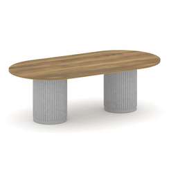 Felto Стол переговорный овальный PR.C.SPRG-007.D Сандал Янтарный/Металл Серый/Зимний Лес 2400*1200*7