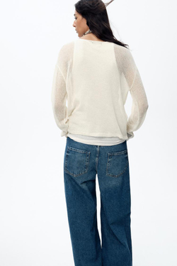 ZARA СВИТЕР В СТИЛЕ РУСТИК, ЭКРЮ