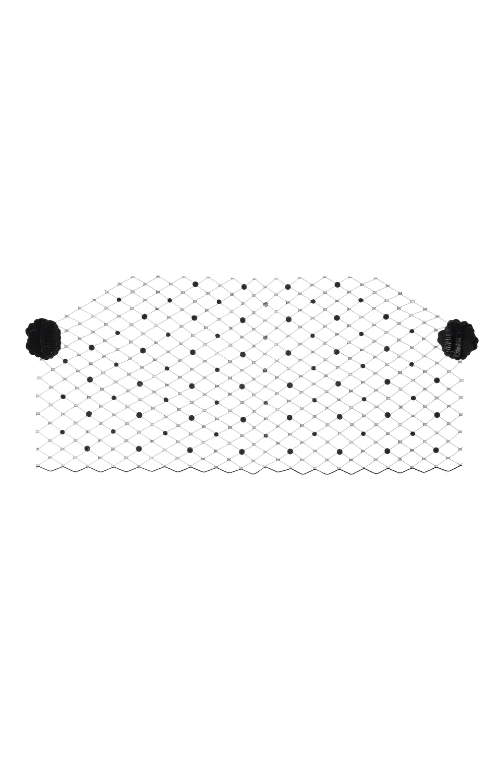 Вуаль черная с цветами из кожи