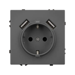 Механизм розетки с USB зарядкой SCT-NOBE-MUAA-SFPL-GR (230V, 16A) (Arlight, -) 054291