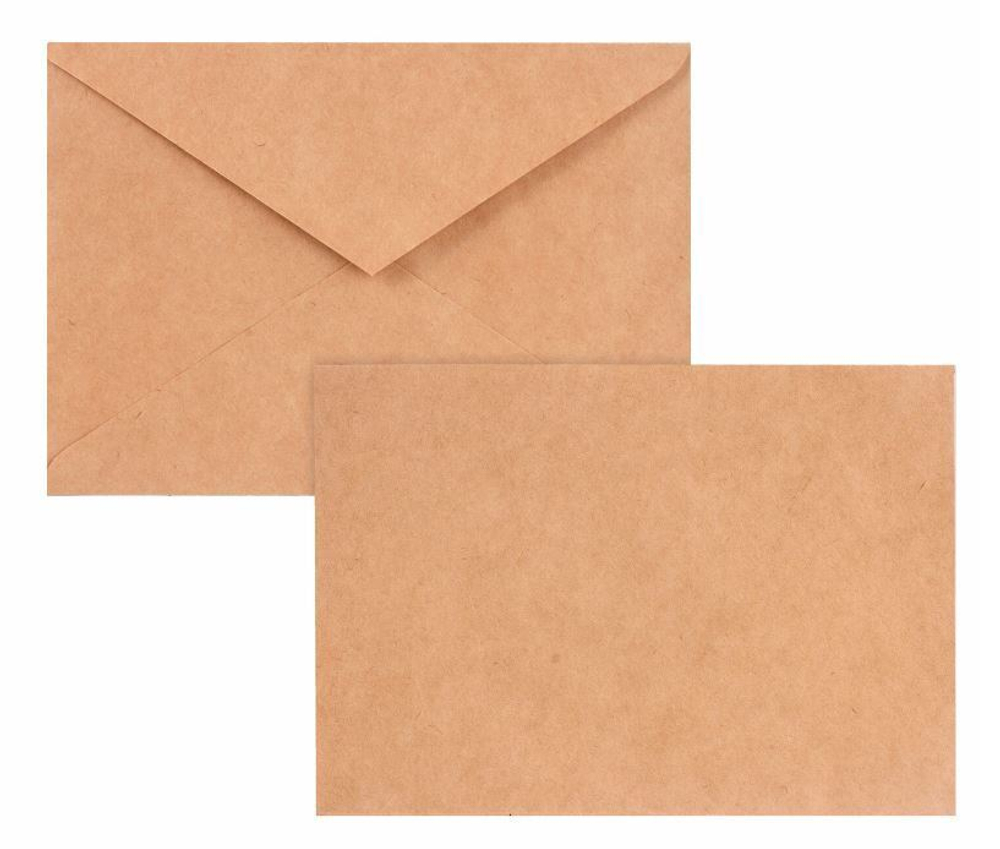 Конверт бумажный, простой крафт, 90 г/м2, С6 (11,4*16,2 см), 1 шт.