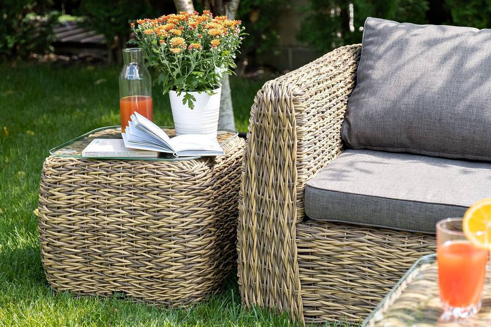 "Кальяри" кофейный столик из искусственного ротанга (гиацинт), цвет соломенный