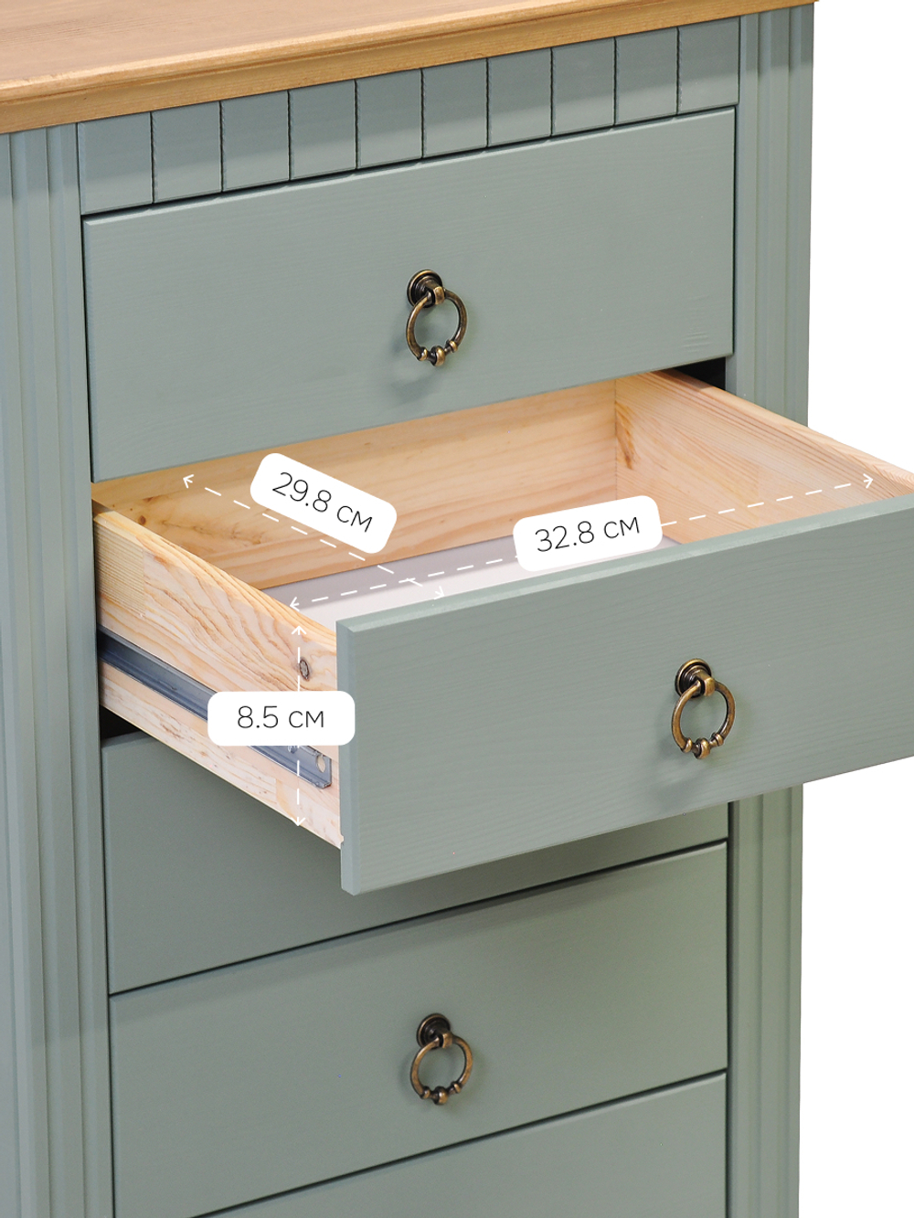 Комод Неаполь из натурального дерева с 5-ю ящиками, эвкалипт