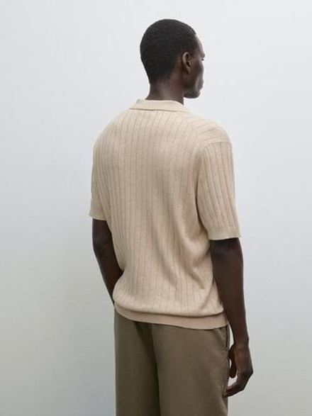 Massimo Dutti Футболка с воротником поло, бежевый