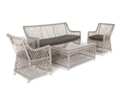 "Асти" лаунж-зона из искусственного ротанга на 4 персоны, цвет бежевый