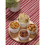 Менажница Soft Ripples, Dual Glazing, на деревянной подставке, 4 чаши