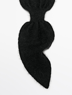 Massimo Dutti Шейный платок из 100% кашемира, завязывающийся как бант, черный