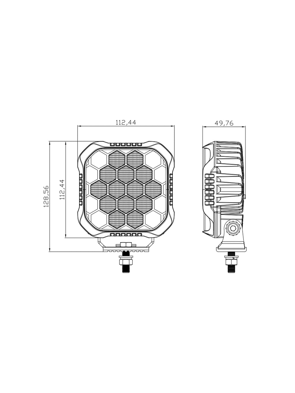 Светодиодная фара дальнего света РИФ 112x112x50 мм 90W LED