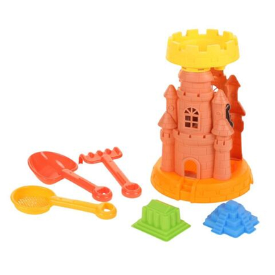 Набор для игры в песок: (6 предм.) совок,грабли,2 форм.,сет. YF3633